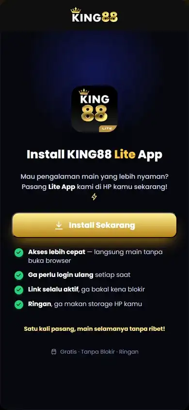 Halaman install King88 Lite App